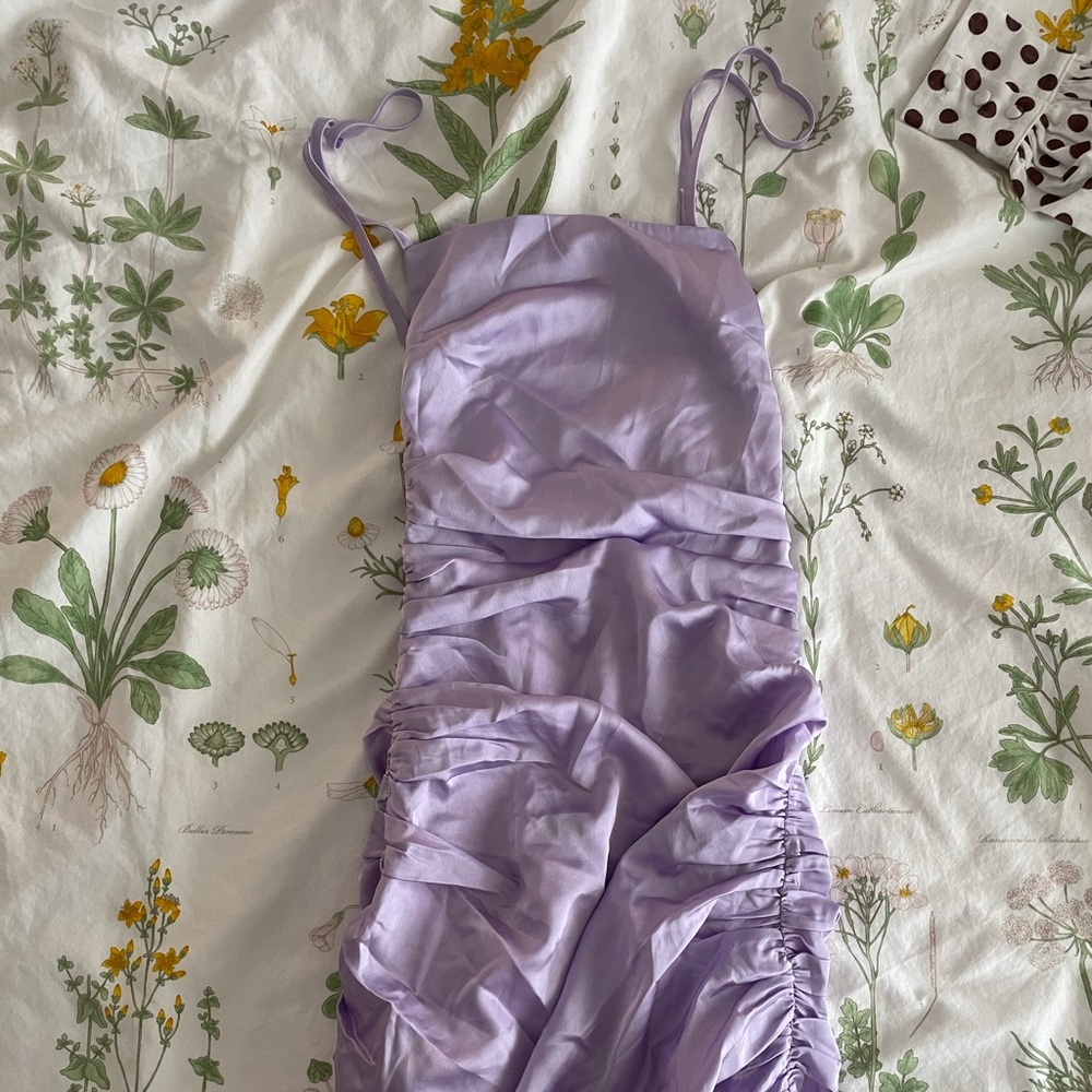 Lilac Bodycon Ruched Mini Dress